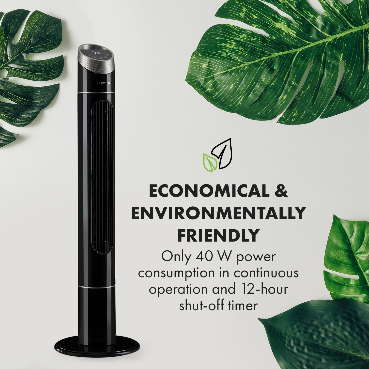 Klarstein Sky High, stĺpový ventilátor, 40 W, 276 m³/h, 75° oscilácia, 3 režimy, čierny – Obrázok 5
