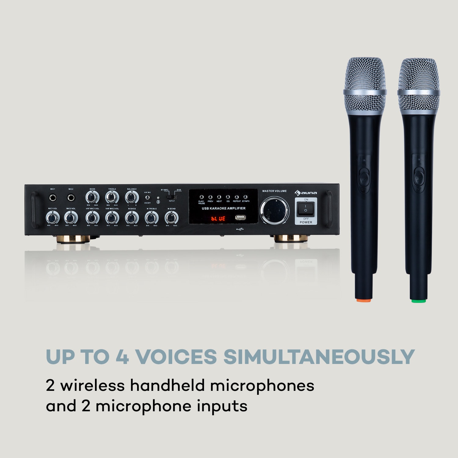 Auna Karaoke Star 4, karaoke sada, 2 x 80 W max., BT, USB port, 2 x bezdrôtový mikrofón – Obrázok 3