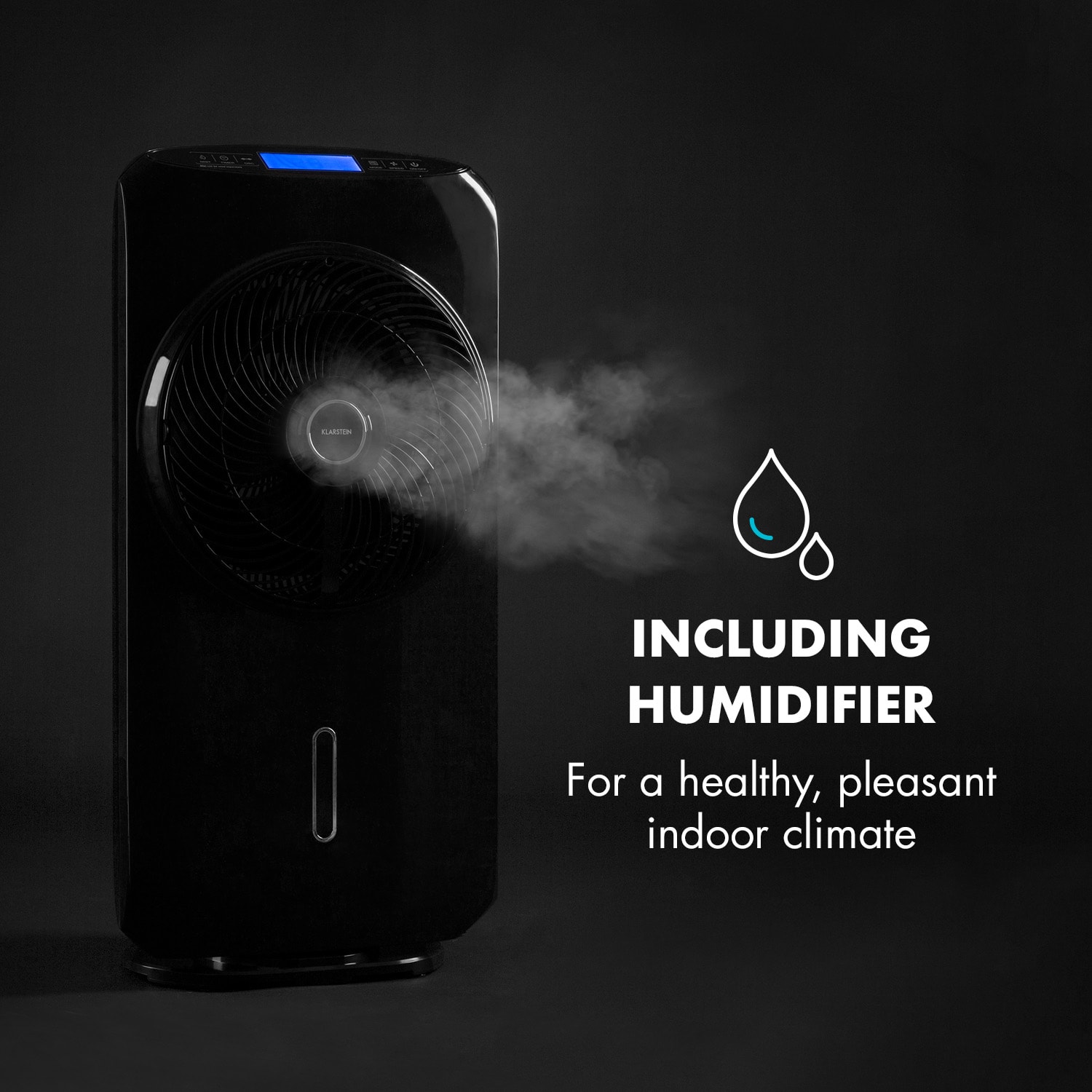 Klarstein Cool Tropic, stojanový ventilátor so zvlhčovačom vzduchu, 48 W, 2820 m³/h, čierny – Obrázok 2