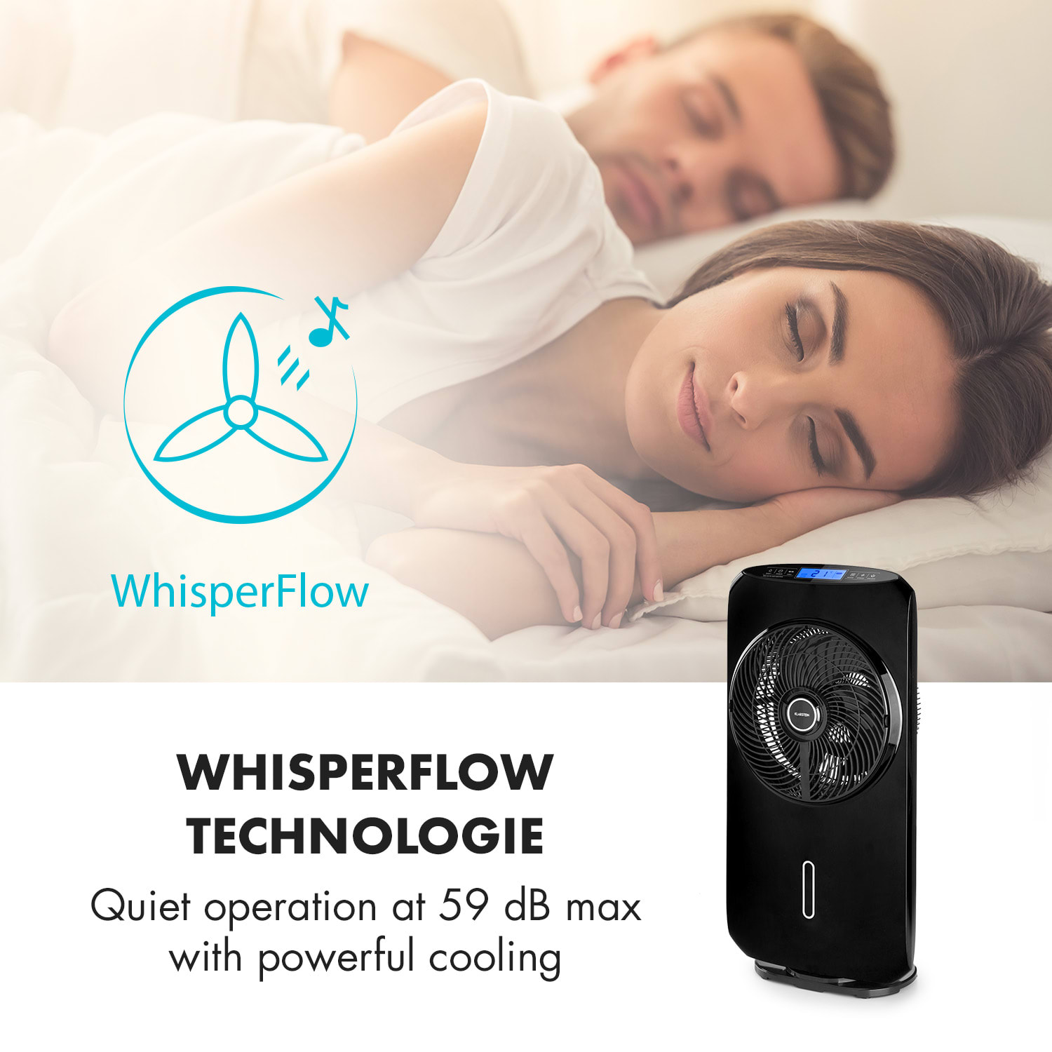 Klarstein Cool Tropic, stojanový ventilátor so zvlhčovačom vzduchu, 48 W, 2820 m³/h, čierny – Obrázok 3