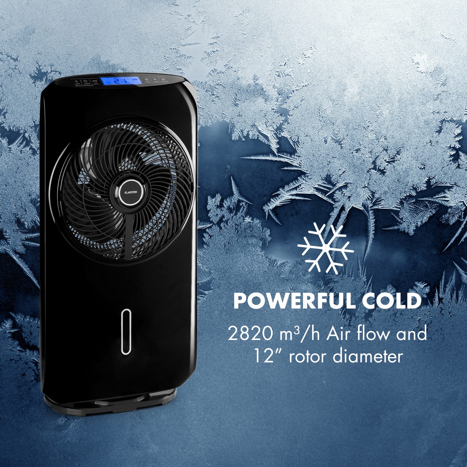 Klarstein Cool Tropic, stojanový ventilátor so zvlhčovačom vzduchu, 48 W, 2820 m³/h, čierny – Obrázok 4