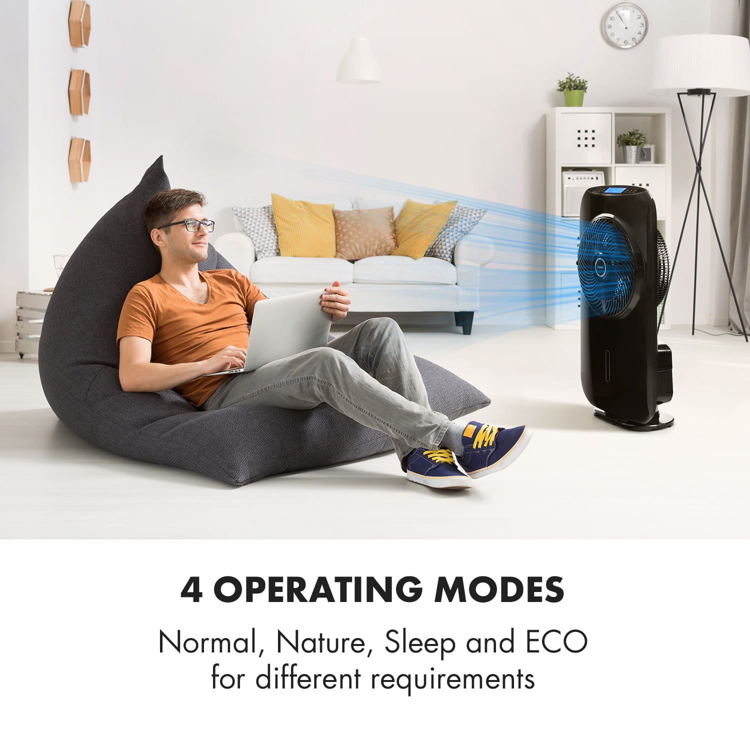 Klarstein Cool Tropic, stojanový ventilátor so zvlhčovačom vzduchu, 48 W, 2820 m³/h, čierny – Obrázok 5