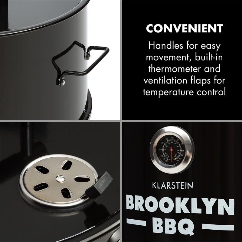 Klarstein Brooklyn-BBQ, 4 v 1 grilovací súdok, Ø 42 cm, oceľ, práškové lakovanie – Obrázok 5