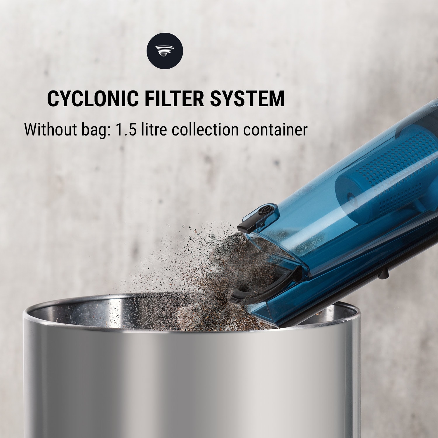 OneConcept Duster, vysávač, cyklónový filtračný systém, 600 W, modrý/čierny – Obrázok 4