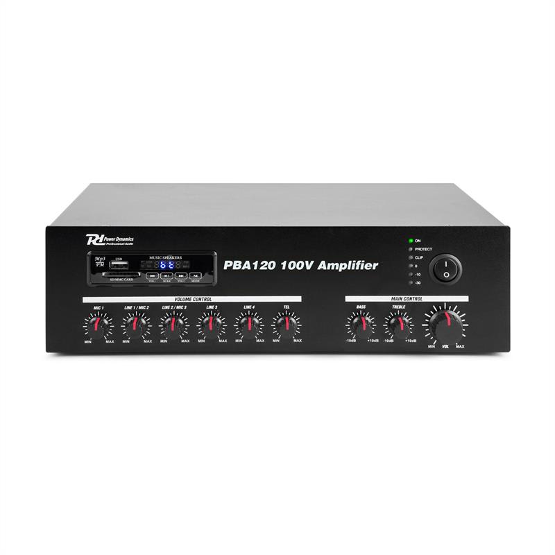 Power Dynamics PBA120, 100 V zosilňovač, 120 W, USB/SD, MP3, bluetooth
