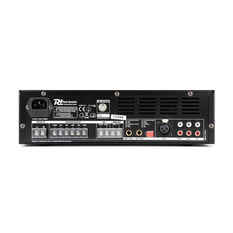 Power Dynamics PBA120, 100 V zosilňovač, 120 W, USB/SD, MP3, bluetooth – Obrázok 2