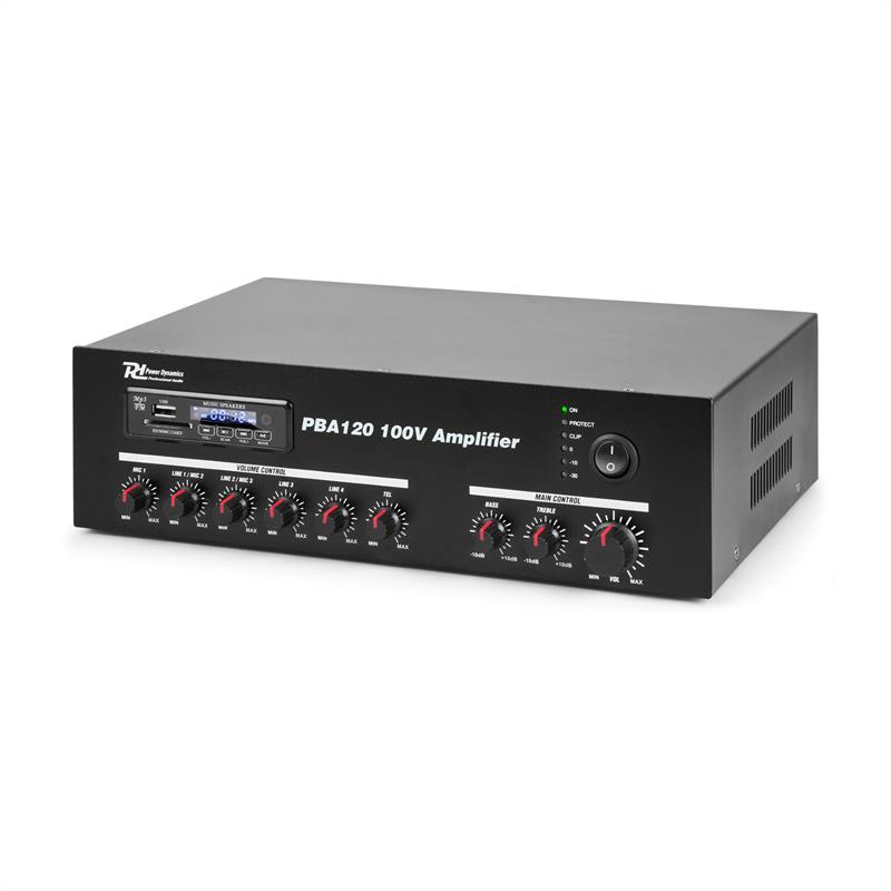 Power Dynamics PBA120, 100 V zosilňovač, 120 W, USB/SD, MP3, bluetooth – Obrázok 5