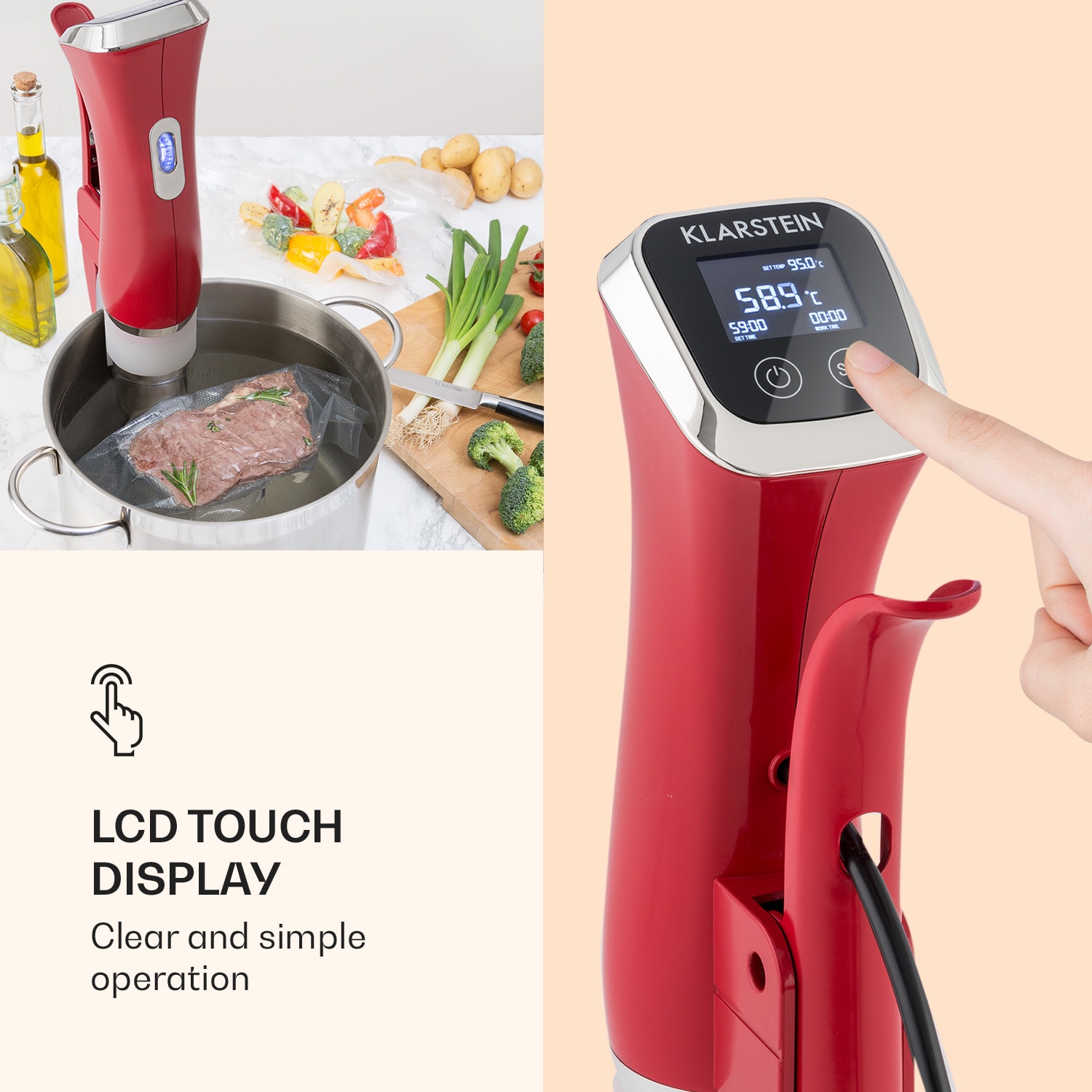 Klarstein Quickstick, Sous Vide varič, 20 l, termostat, cirkulačné čerpadlo, nehrdzavejúca oceľ – Obrázok 3