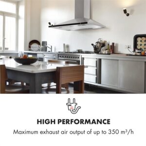 Klarstein Galina 90, digestor, 90 cm, 350 m³/h, LED, ušľachtilá oceľ, akrylové sklo