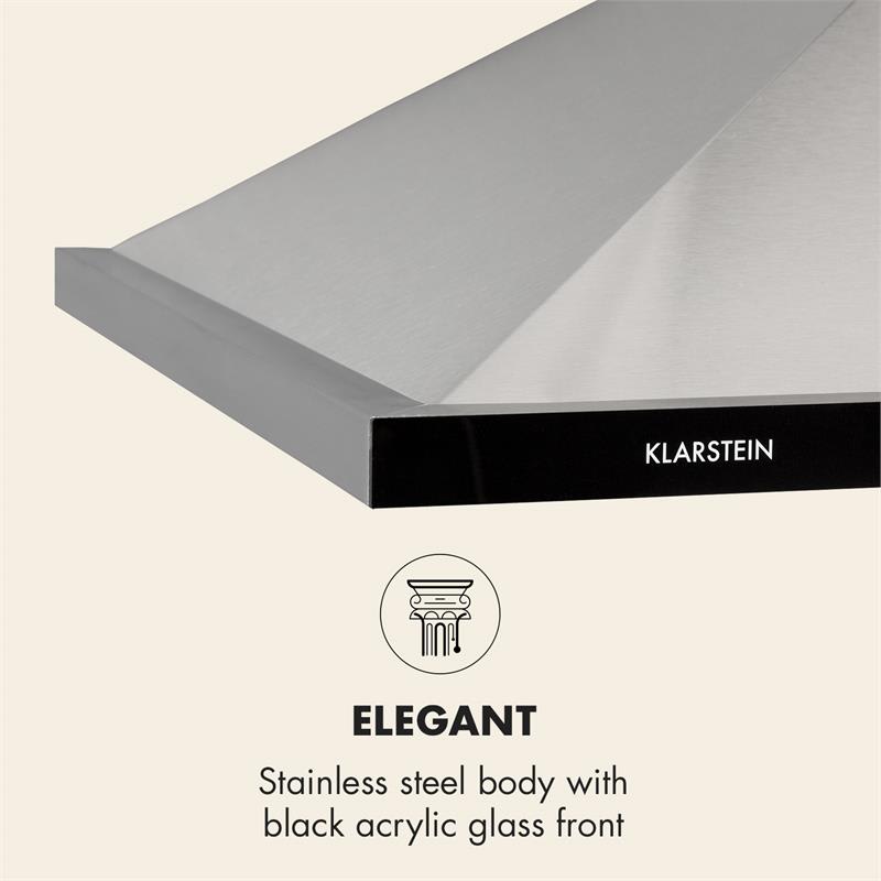 Klarstein Galina 90, digestor, 90 cm, 350 m³/h, LED, ušľachtilá oceľ, akrylové sklo – Obrázok 3