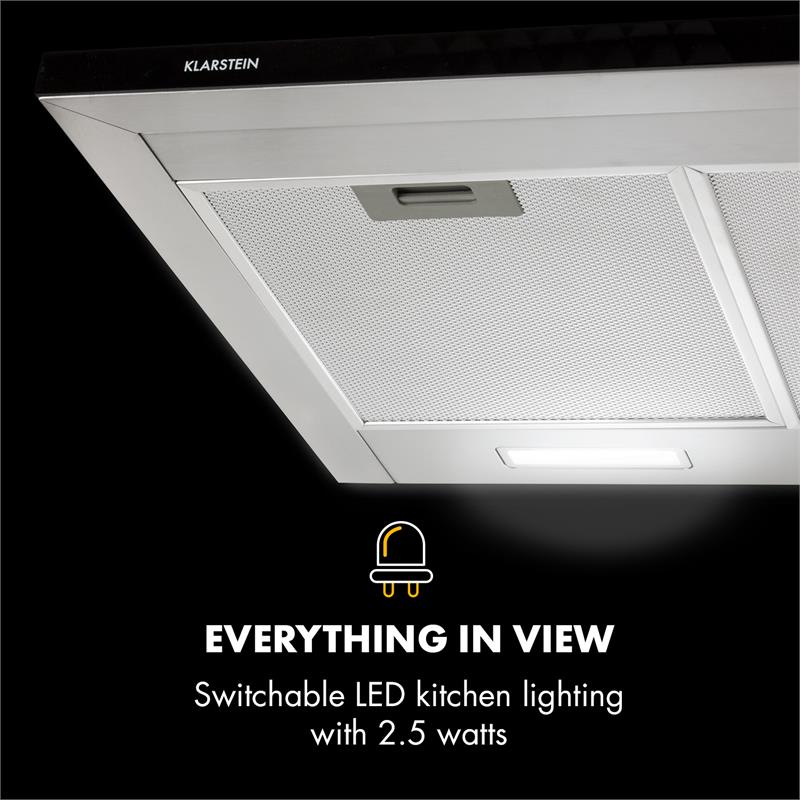 Klarstein Galina 90, digestor, 90 cm, 350 m³/h, LED, ušľachtilá oceľ, akrylové sklo – Obrázok 5