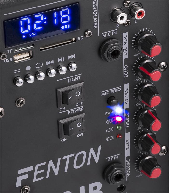 Fenton FT12JB, aktívny reproduktor, 12", 700 W, BT/USB/SD/MP3/AUX-In, LED, jellyball, akumulátor – Obrázok 4