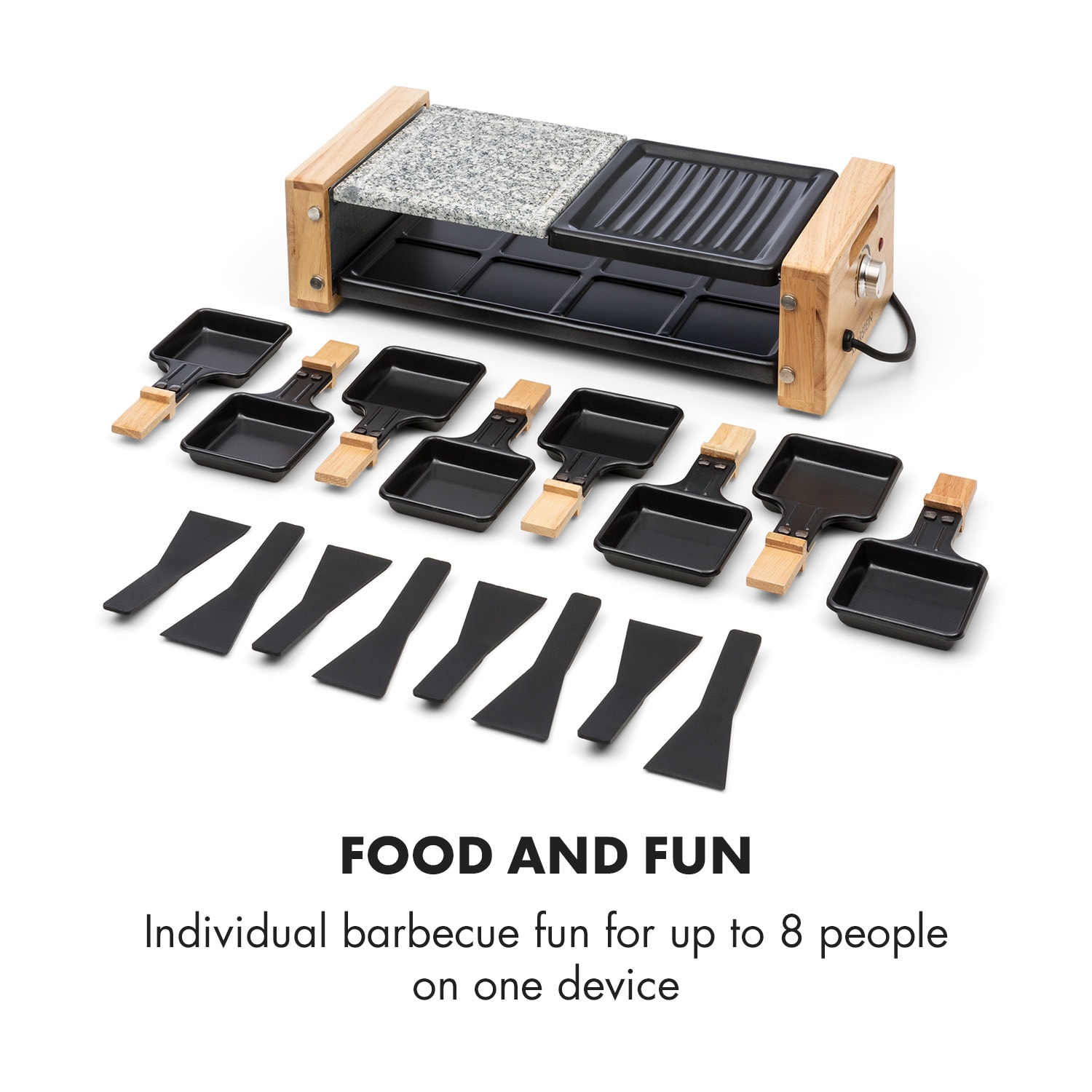 Klarstein Chateaubriand Nuovo, raclette gril, 1200 W, grilovacia platňa, hliník/kameň, pre 8 osôb – Obrázok 5
