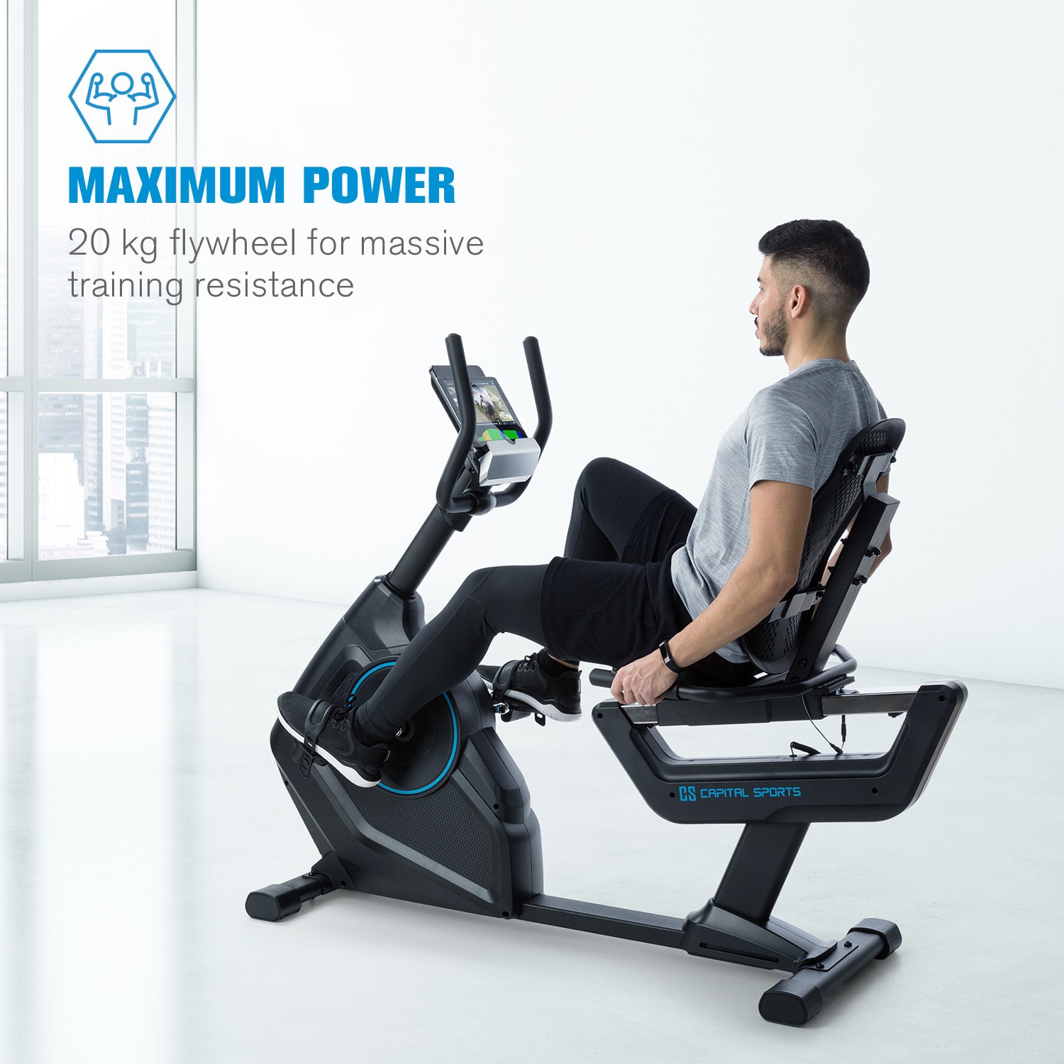 Capital Sports Evo Deluxe, kardio bicykel, bluetooth, aplikácia, 20 kg zotrvačník – Obrázok 2