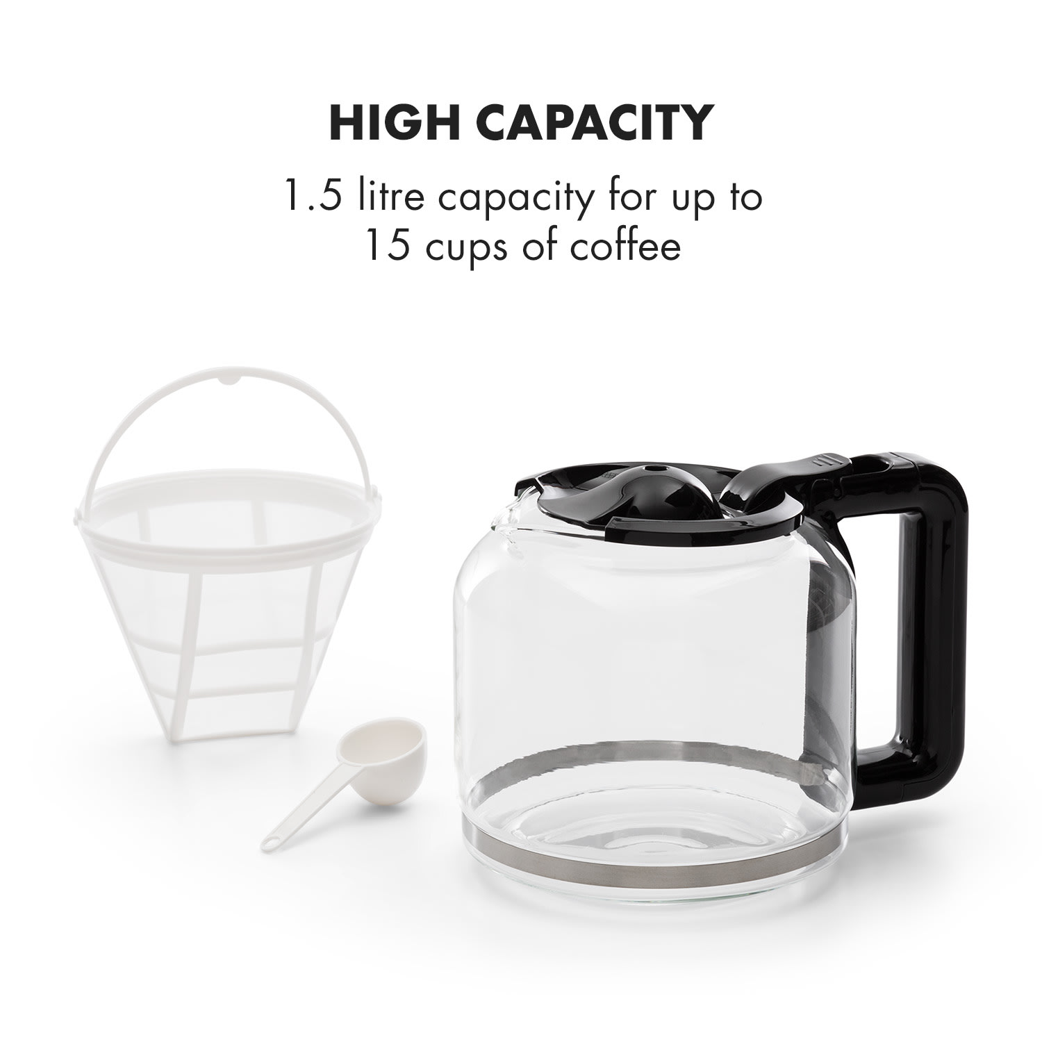 Klarstein Arabica 1.5, kávovar, 1.5 l, EasyTouch Control, strieborný/čierny – Obrázok 5