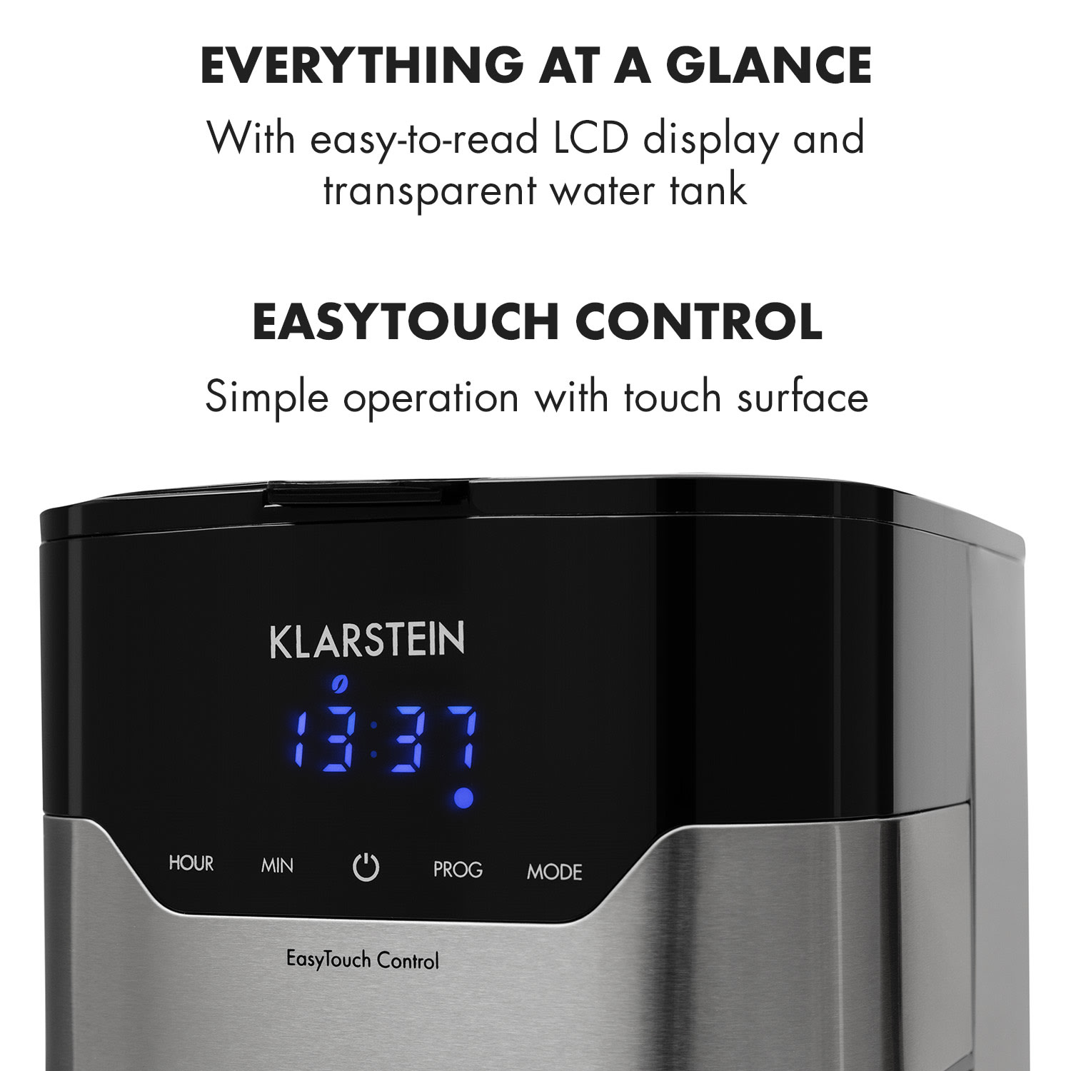 Klarstein Arabica 1.5, kávovar, 1.5 l, EasyTouch Control, strieborný/čierny – Obrázok 4