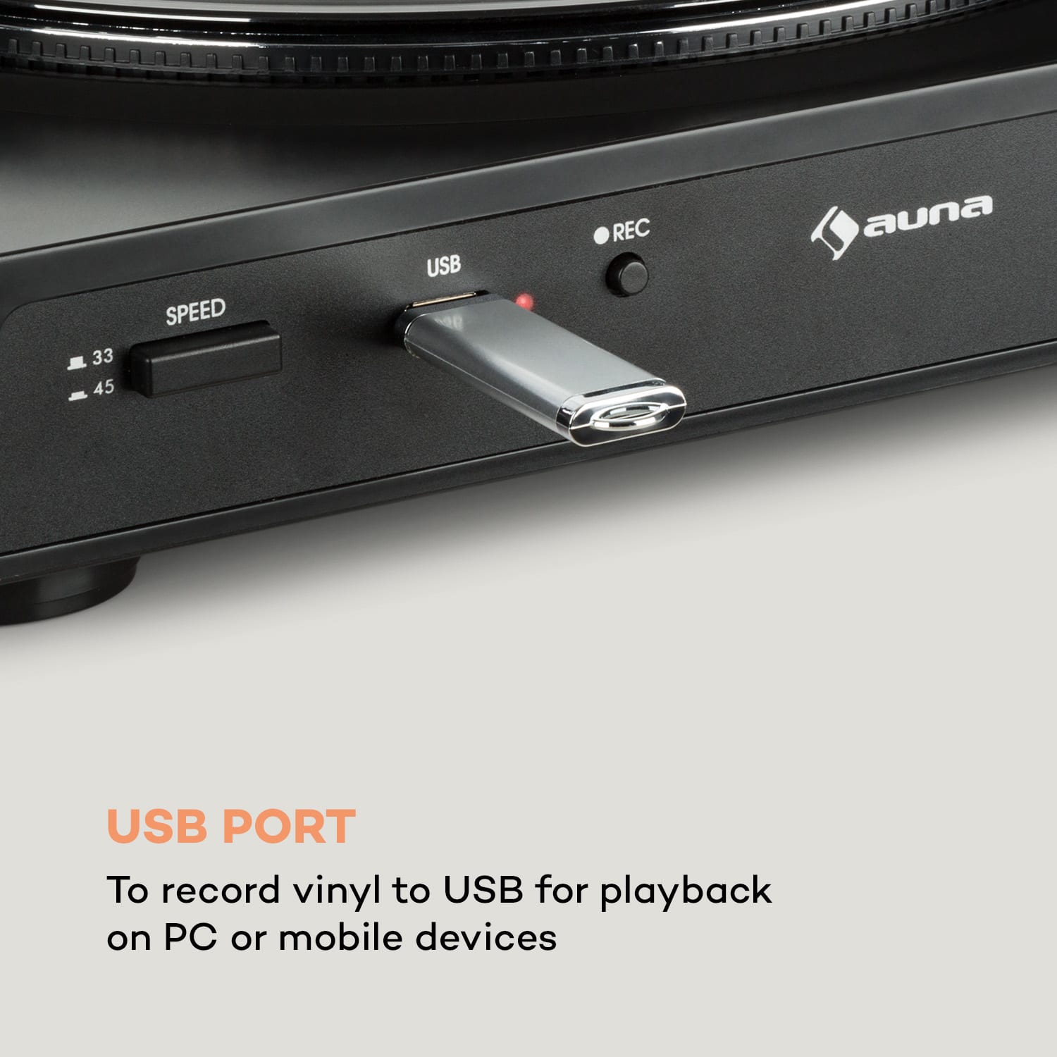 Auna Fullmatic, plne automatický gramofón, USB, predzosilňovač, čierny – Obrázok 3