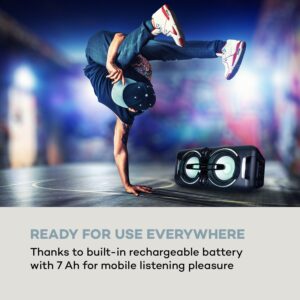 Auna Bazzter, párty zvukový systém, 2 x 50 W RMS, akumulátor, BT, USB, MP3, AUX, LED, mikrofón