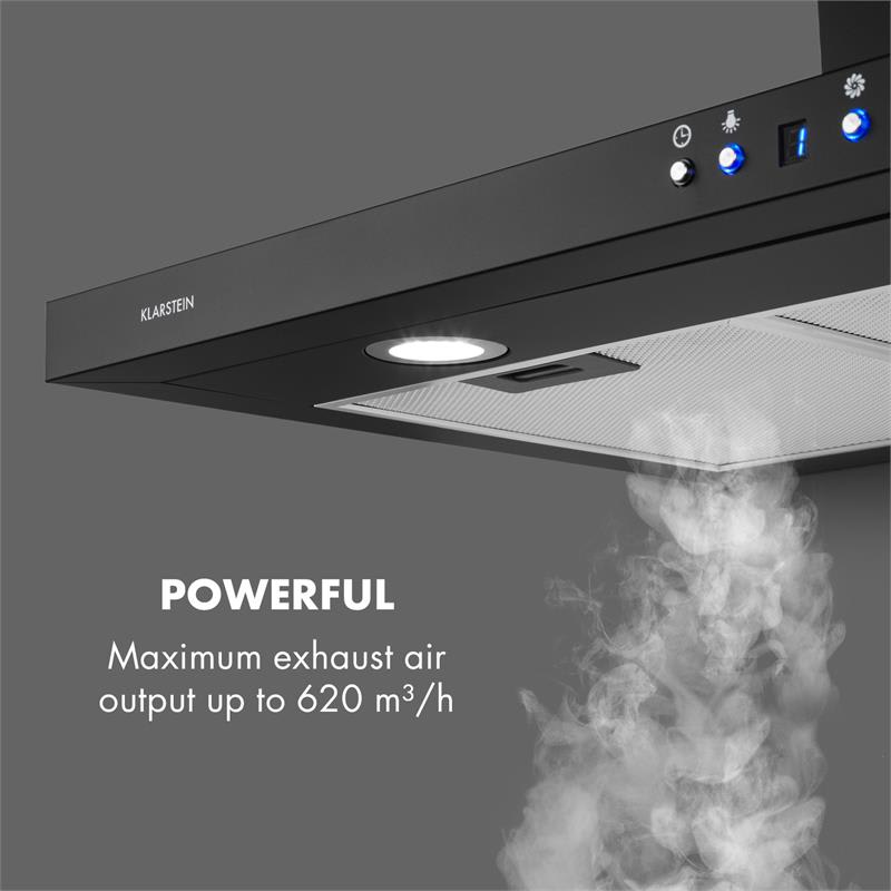 Klarstein Limelight, digestor, 90 cm, nástenný digestor, 620 m³/h, čierny – Obrázok 2