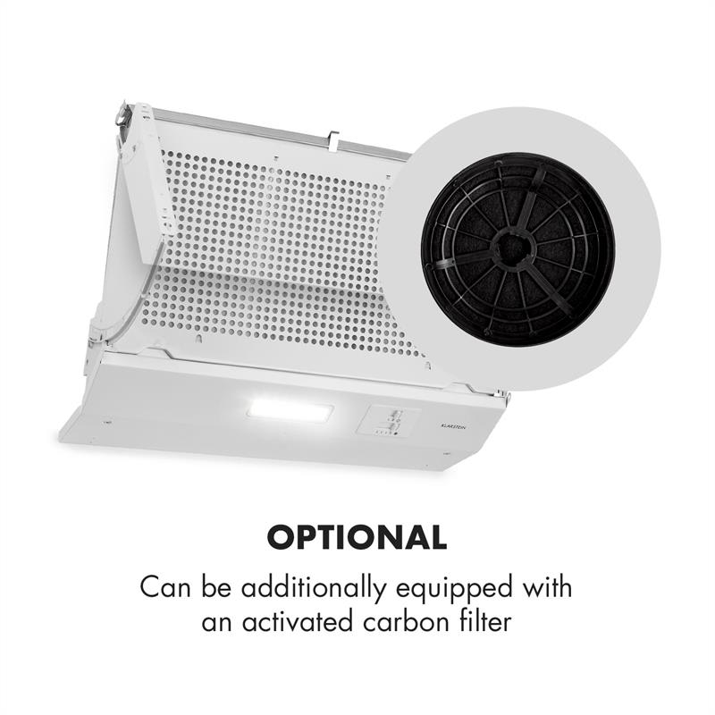 Klarstein Incognito, digestor, 250 m³/h, 60 W, LED svetlo, biely – Obrázok 2