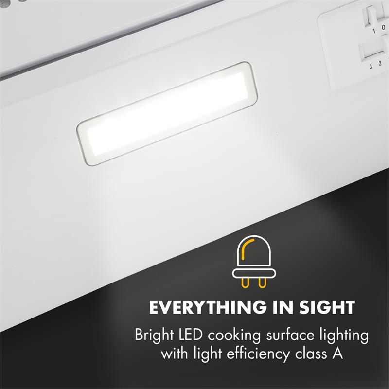 Klarstein Incognito, digestor, 250 m³/h, 60 W, LED svetlo, biely – Obrázok 3