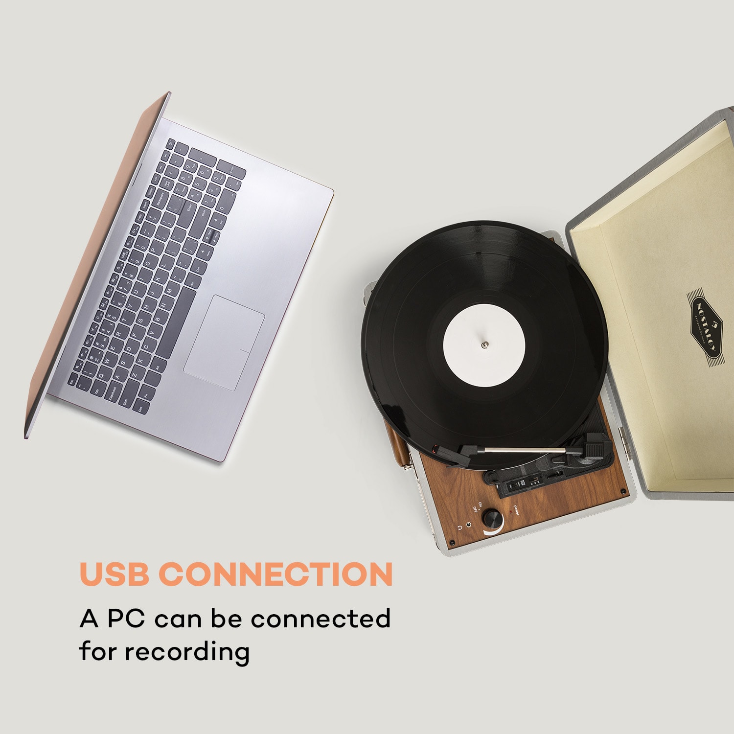 Auna Peggy Sue, gramofón, stereo reproduktory, USB pripojenie, strieborný – Obrázok 2