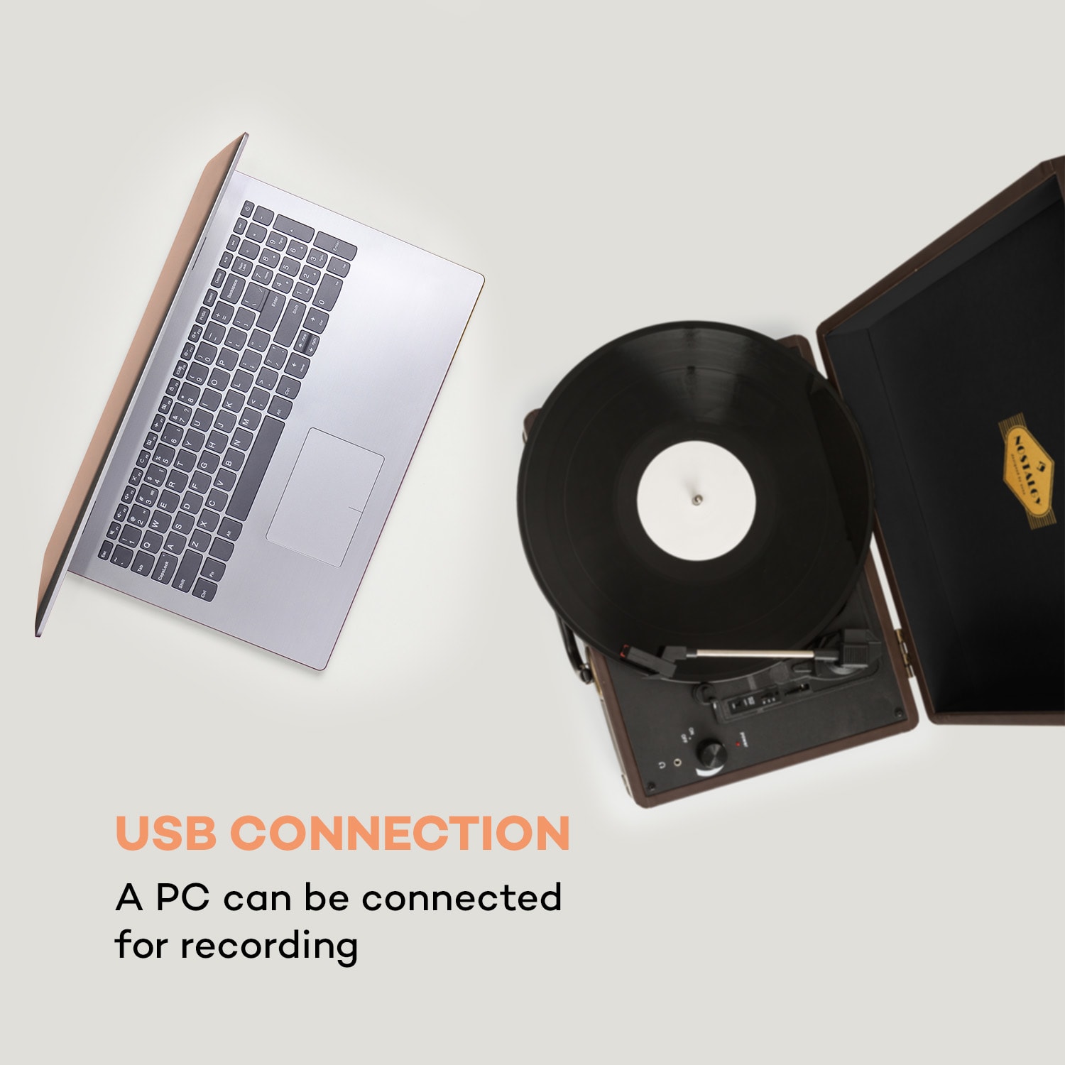 Auna Peggy Sue, gramofón, stereo reproduktory, USB pripojenie, hnedý – Obrázok 2