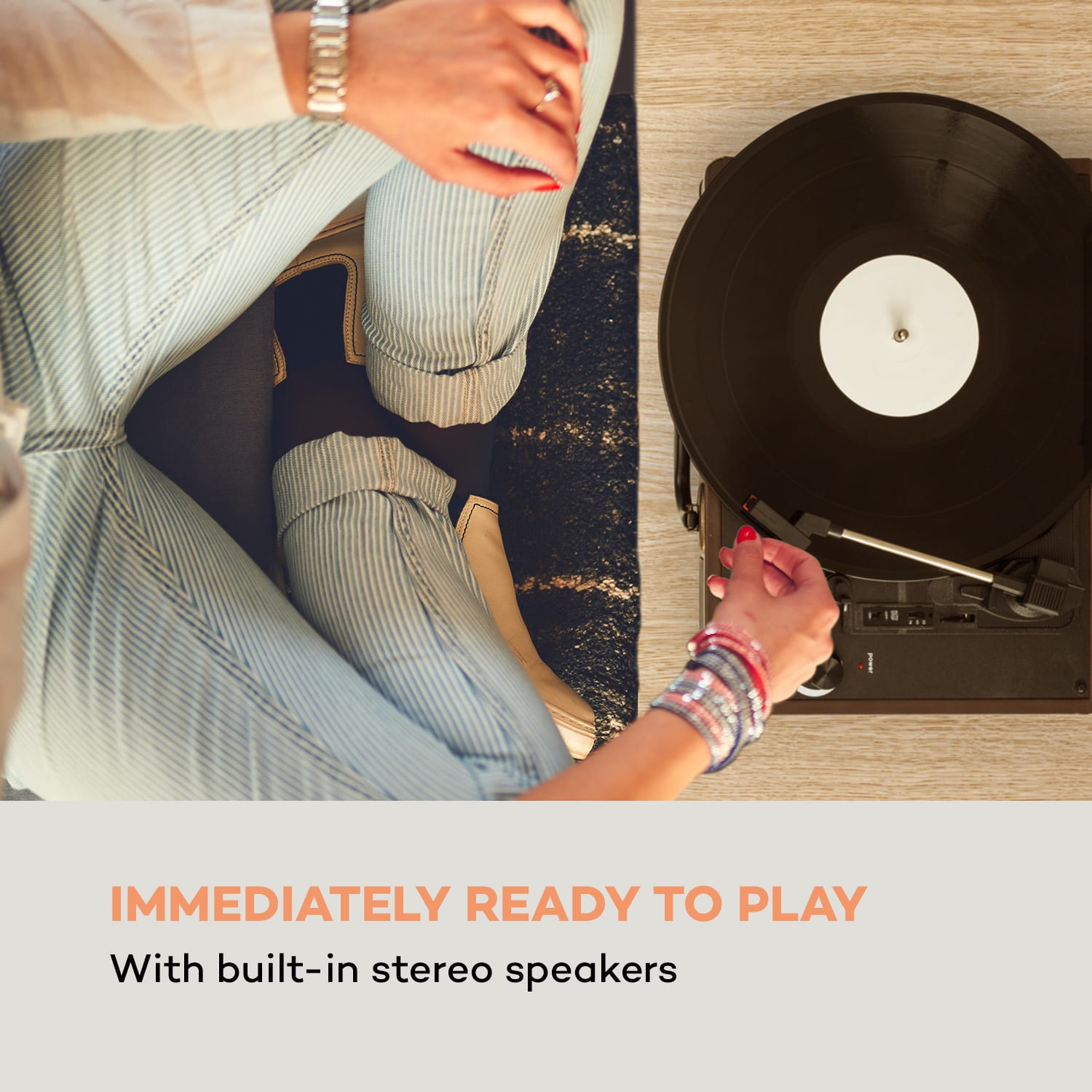 Auna Peggy Sue, gramofón, stereo reproduktory, USB pripojenie, hnedý – Obrázok 3