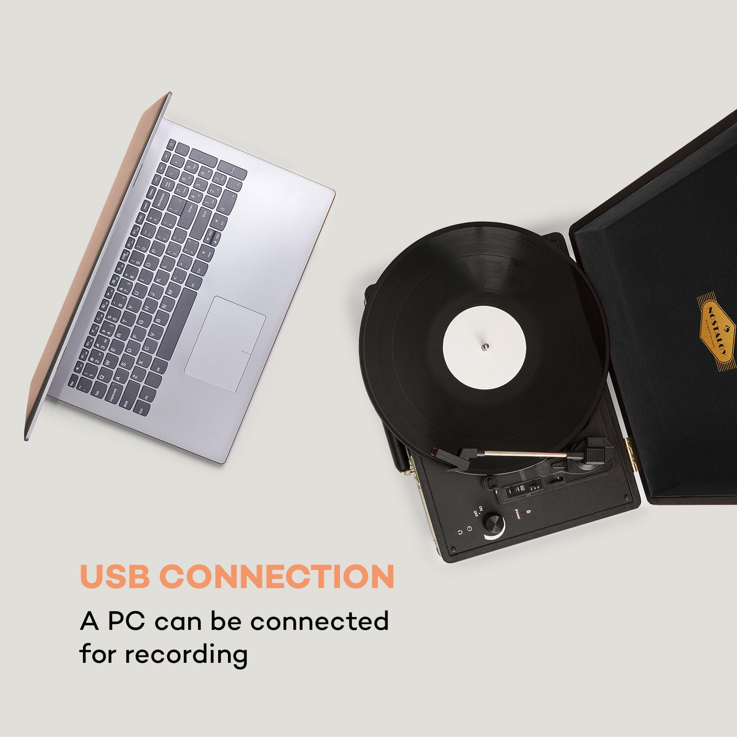 Auna Peggy Sue, gramofón, stereo reproduktor, USB pripojenie, čierna/zlatá – Obrázok 2