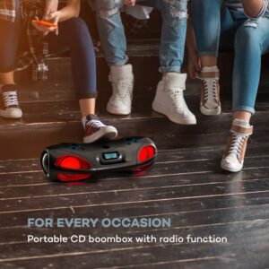 Auna Spacewoofer, boombox, CD prehrávač, FM rádio, bluetooth, diaľkový ovládač, sivý