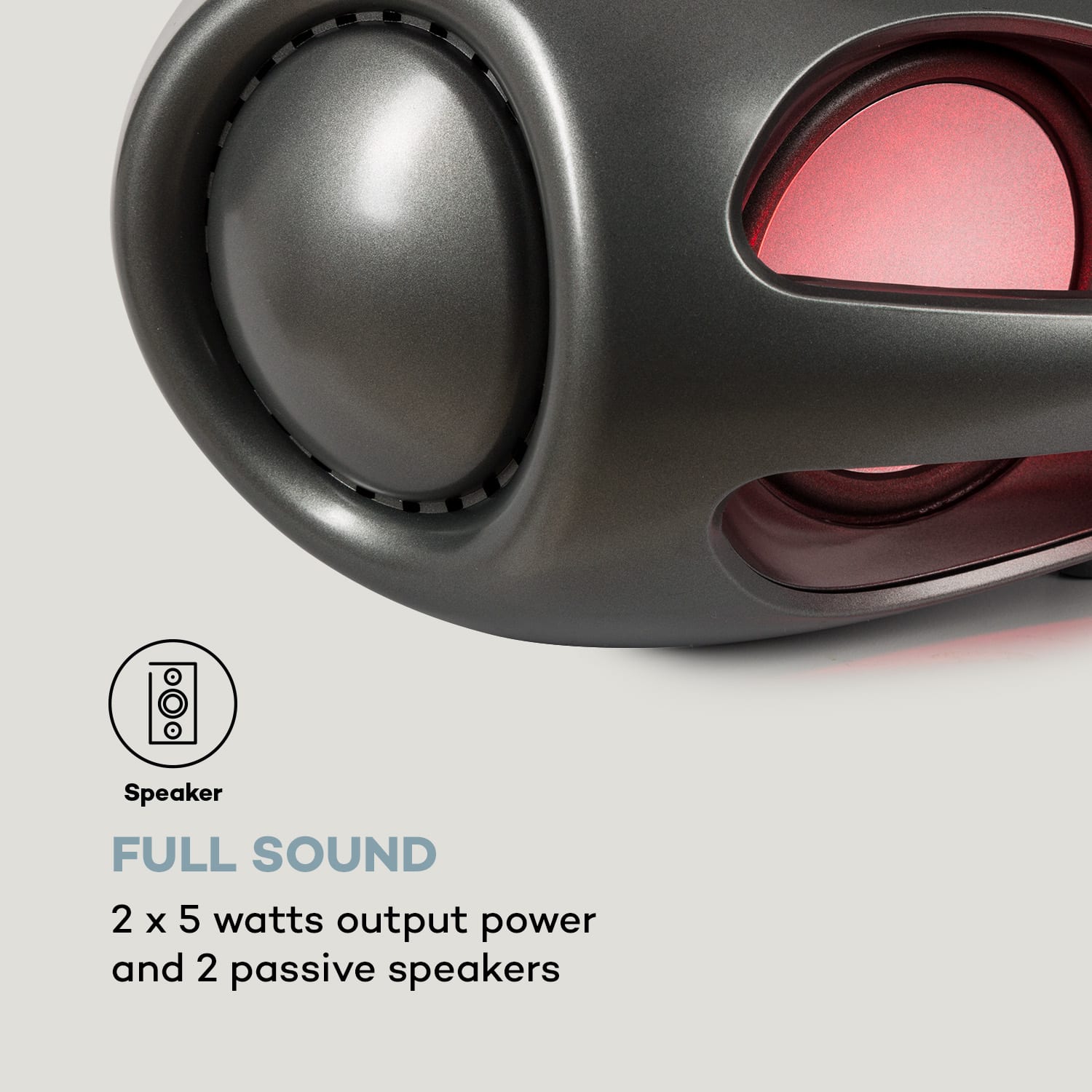 Auna Spacewoofer, boombox, CD prehrávač, FM rádio, bluetooth, diaľkový ovládač, sivý – Obrázok 5