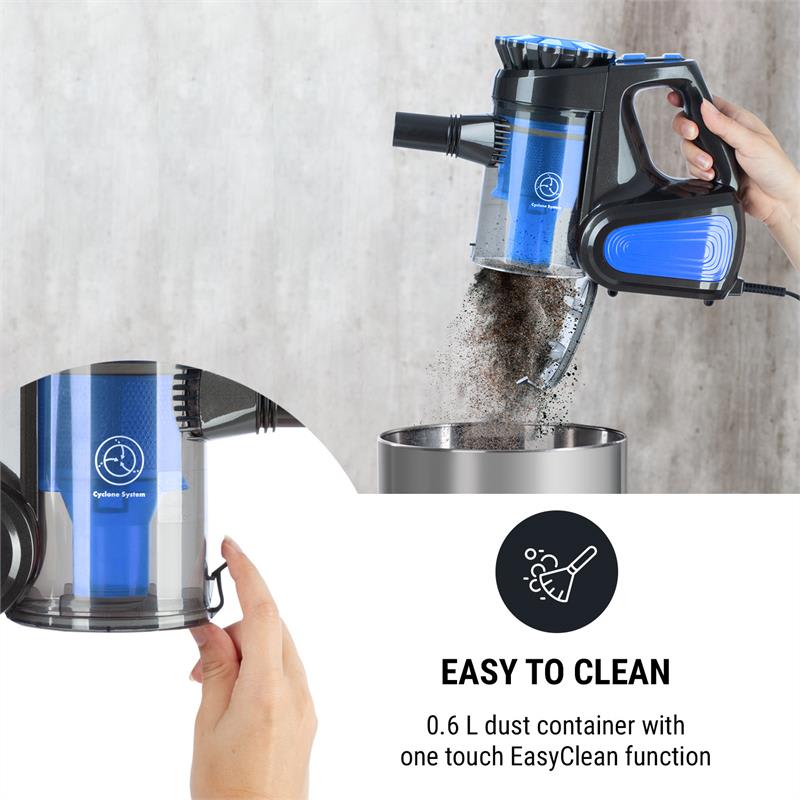 OneConcept CleanTurbo, cyklónový ručný vysávač, 600 W, MultiCyclonic System, modrý – Obrázok 2