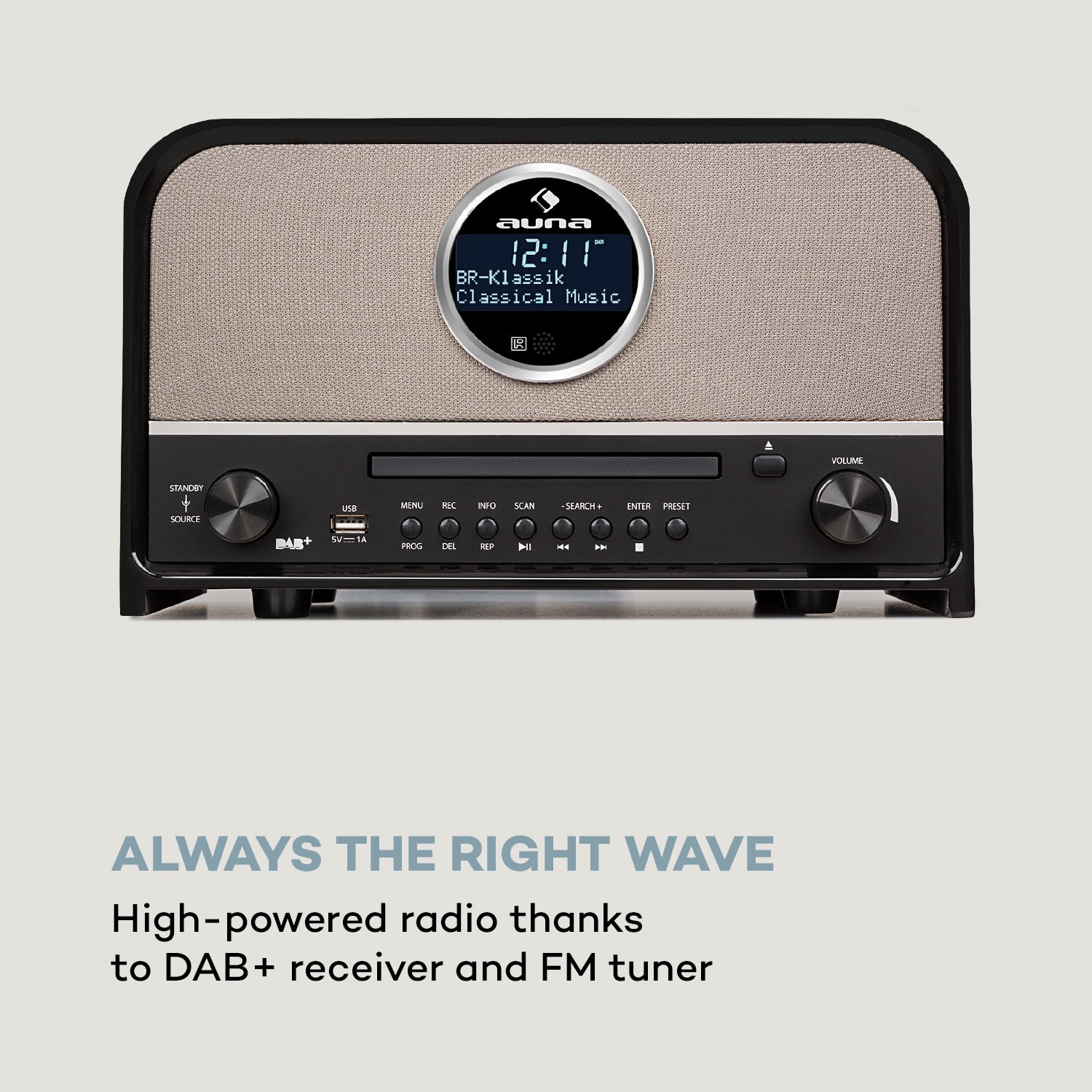 Auna Columbia, DAB rádio, 60 W max., CD, DAB+/FM tuner, BT, MP3, USB, čierne – Obrázok 2