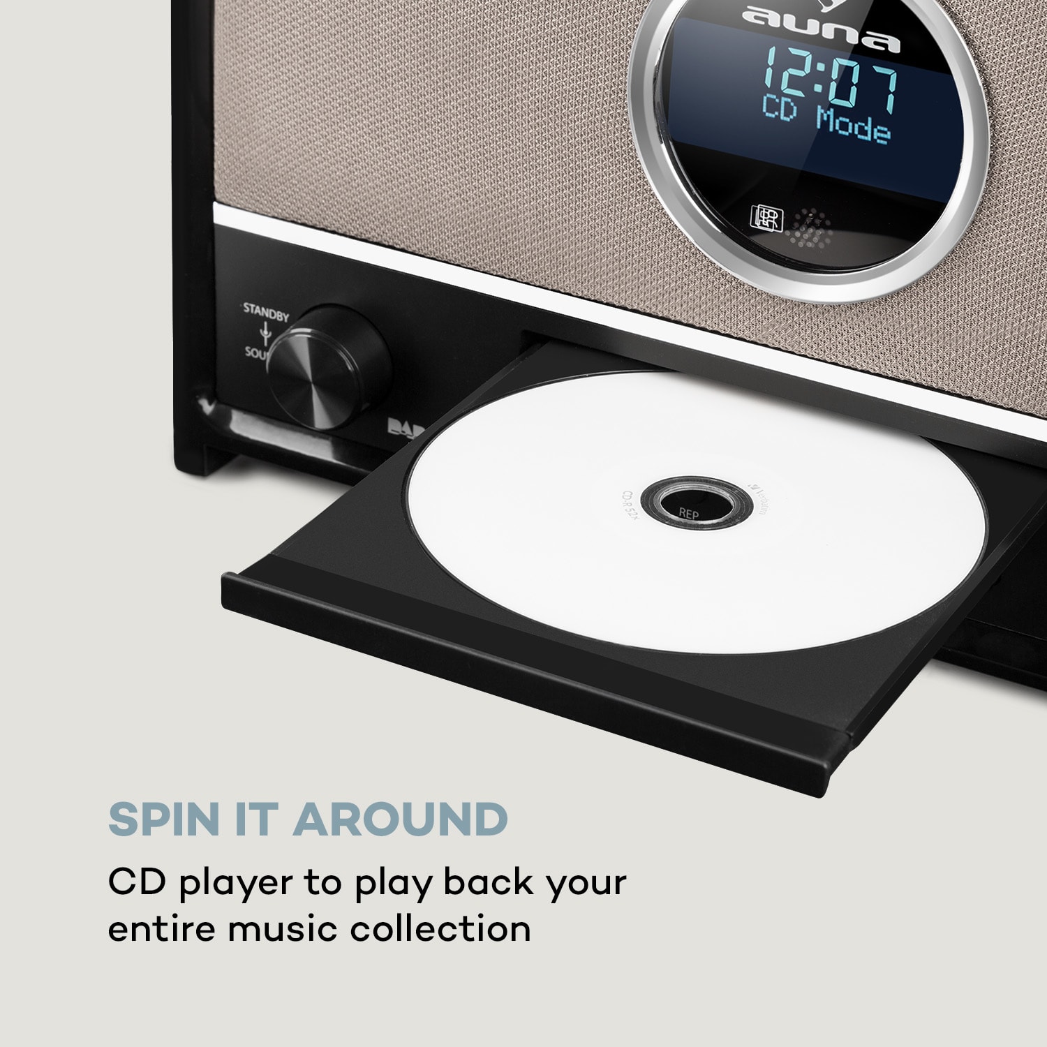 Auna Columbia, DAB rádio, 60 W max., CD, DAB+/FM tuner, BT, MP3, USB, čierne – Obrázok 3