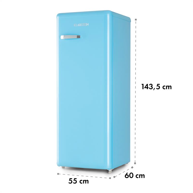 Klarstein Irene XL, chladnička, 242 l, retro dizajn, 4 poličky, energet. trieda A+, modrá – Obrázok 5