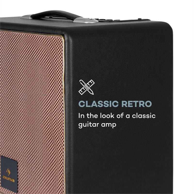 Auna Streetstar Retro 50, PA zariadenie, 10" woofer, 120 W max., mikro USB, TF, BT, AUX, VHF