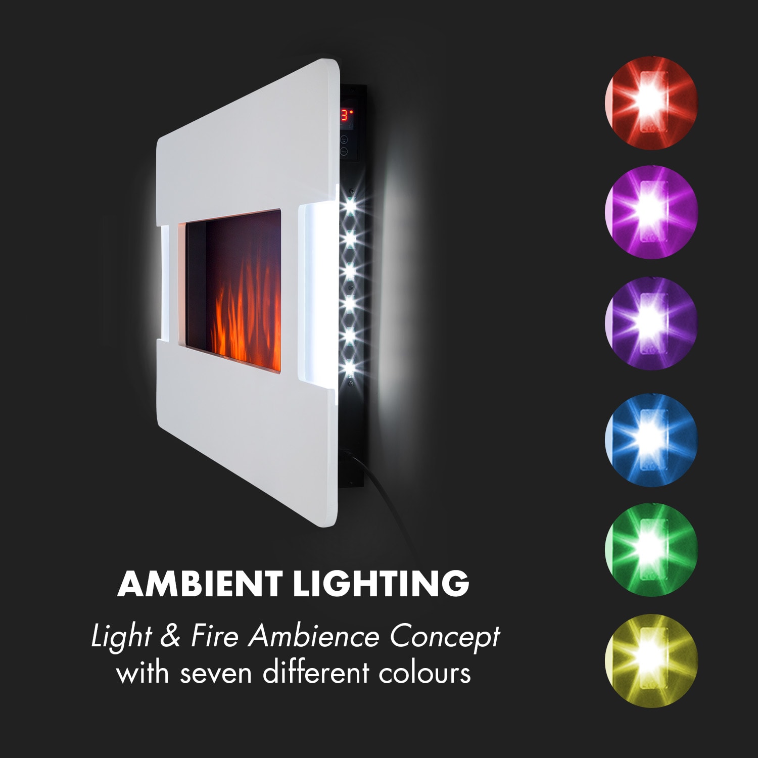 Klarstein Belfort Light & Fire, elektrický krb, 1000/2000 W, diaľkové ovládanie, biely – Obrázok 2