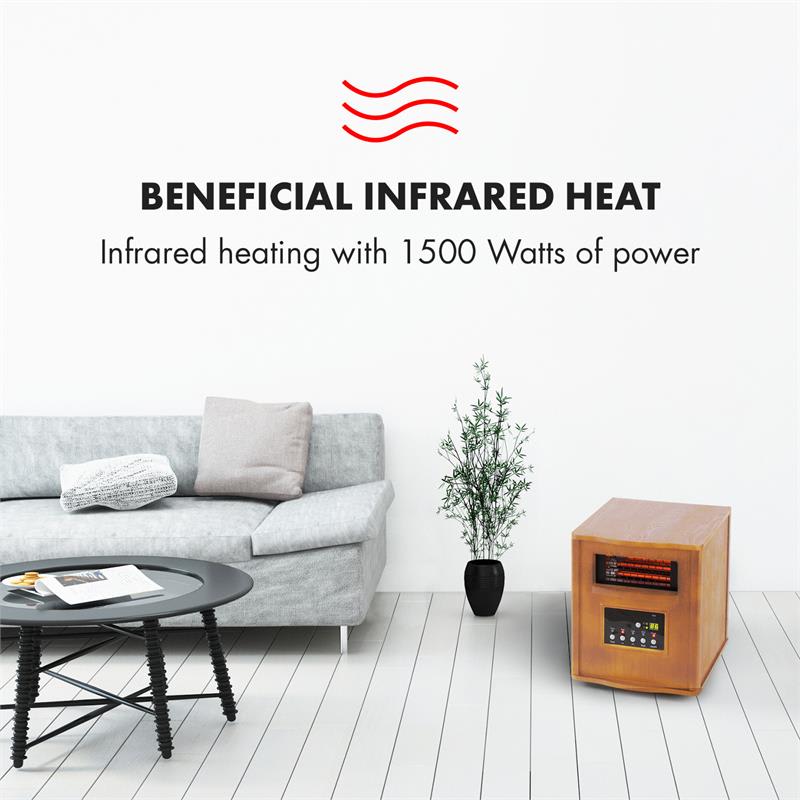 Klarstein Heatbox, infračervený ohrievač, 1500 W, 12-hod. časovač, diaľkový ovládač, dub