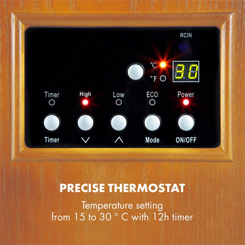 Klarstein Heatbox, infračervený ohrievač, 1500 W, 12-hod. časovač, diaľkový ovládač, dub – Obrázok 5