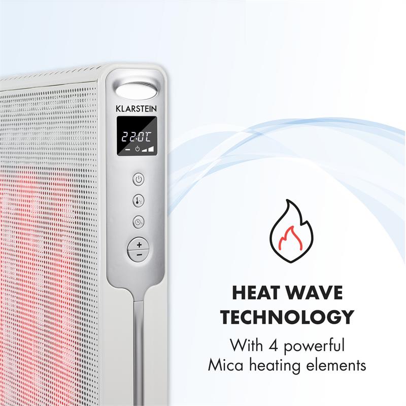 Klarstein Hot Spot Rolling Wave 2500, stojanový ohrievač, 2500 W, 4 vykurovacie telesá, AntiDryAir Heat – Obrázok 3