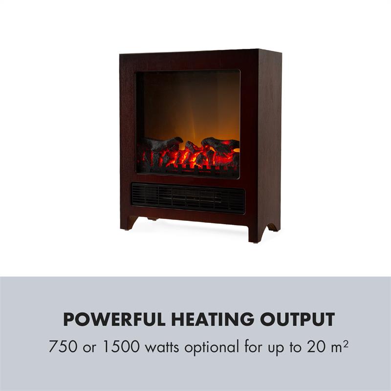 Klarstein Zermatt, elektrický krb, 750/1500 W, termostat, InstaFire, wenge – Obrázok 3