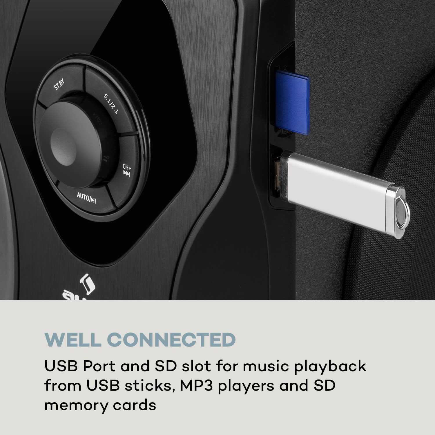Auna Concept 720, 5.1 reproduktorový systém, 95 W, OneSide subwoofer, BT, USB, SD – Obrázok 5
