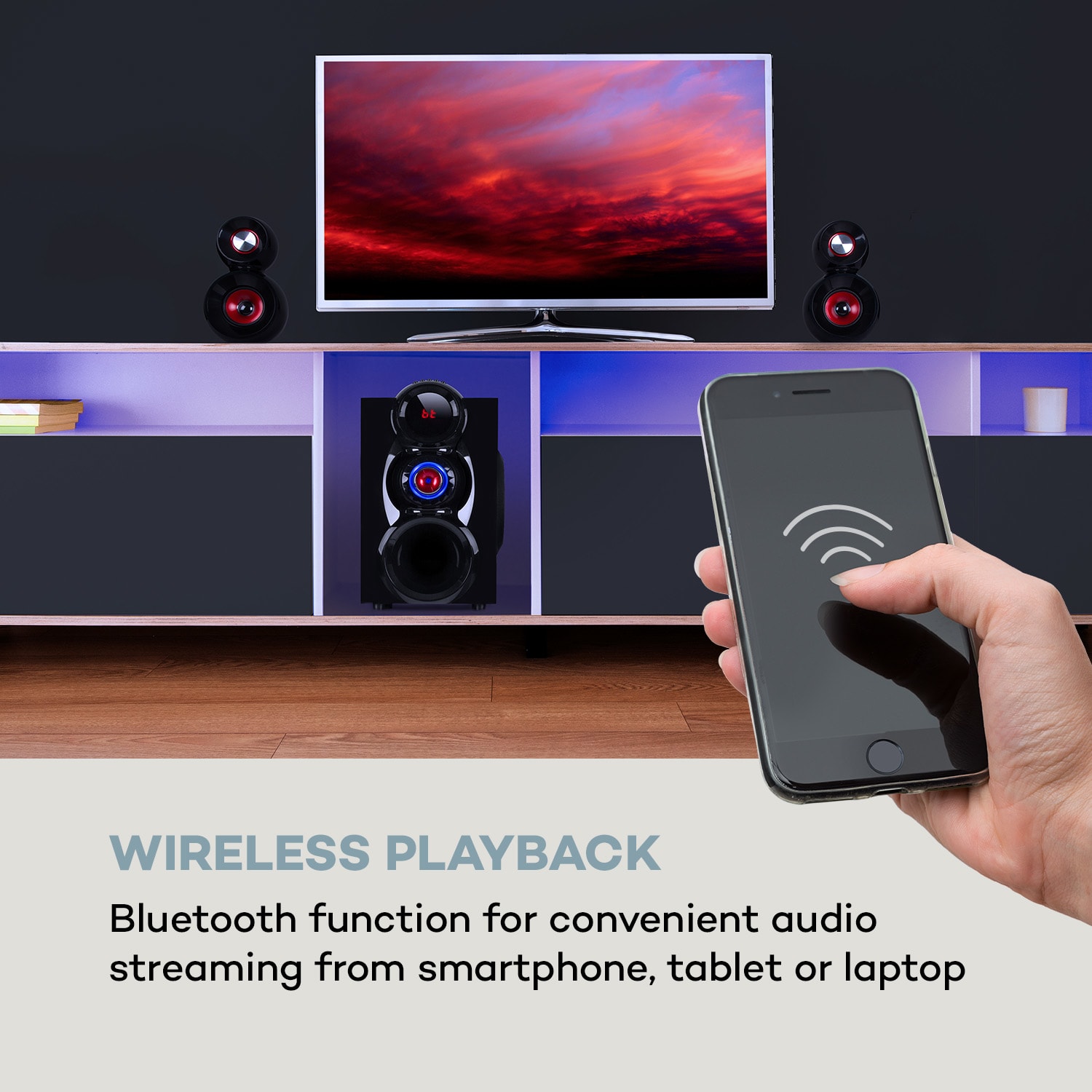 Auna X-Gaming, 5.1 surround zvukový systém, 380 W max., OneSide subwoofer, BT, USB, SD – Obrázok 3