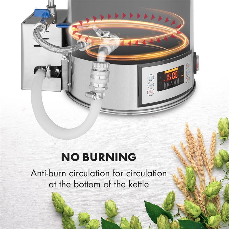Klarstein Brauheld 15, sladový kotol, 15 litrov, 30 - 140 °C, obehové čerpadlo, ušľachtilá oceľ – Obrázok 4