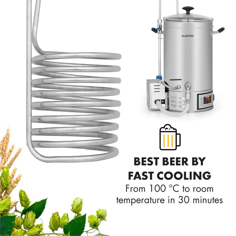 Klarstein Chiller 6, ponorný chladič, sladový chladič, Ø 20 cm, 9 závitov, nehrdzavejúca oceľ