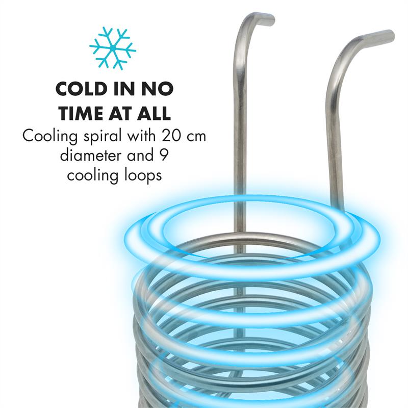 Klarstein Chiller 6, ponorný chladič, sladový chladič, Ø 20 cm, 9 závitov, nehrdzavejúca oceľ – Obrázok 2