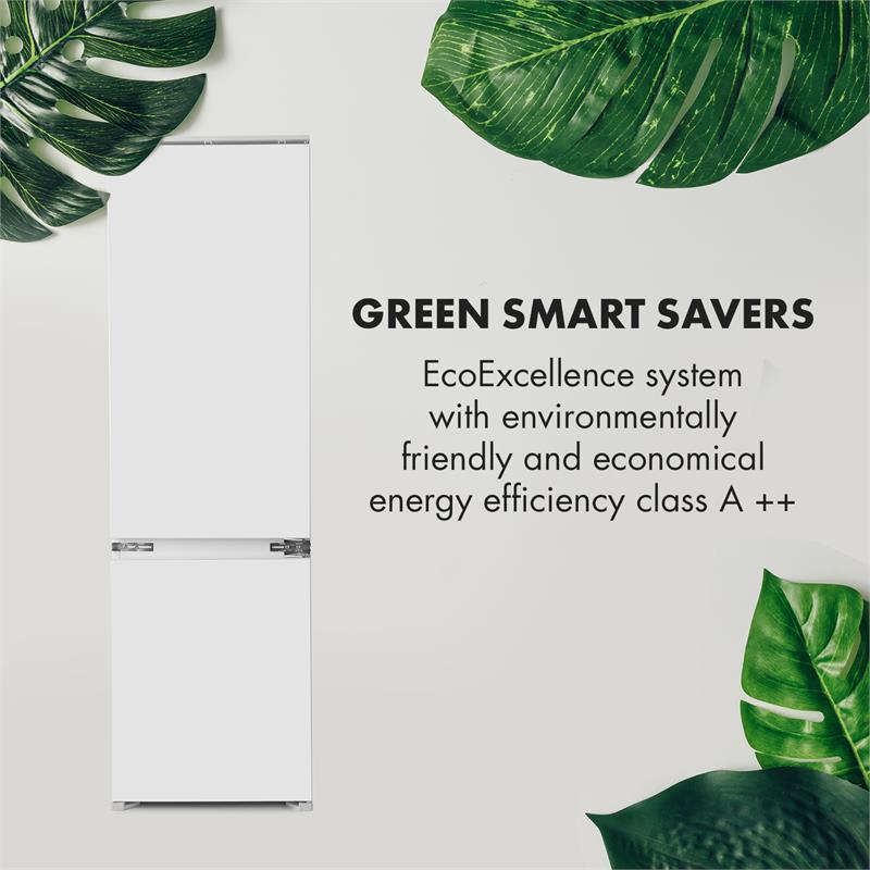 Klarstein CoolZone 250 Eco, kombinovaná chladnička s mrazničkou, 185 l/65 l, A++, LED, zabudovateľná, biela – Obrázok 4