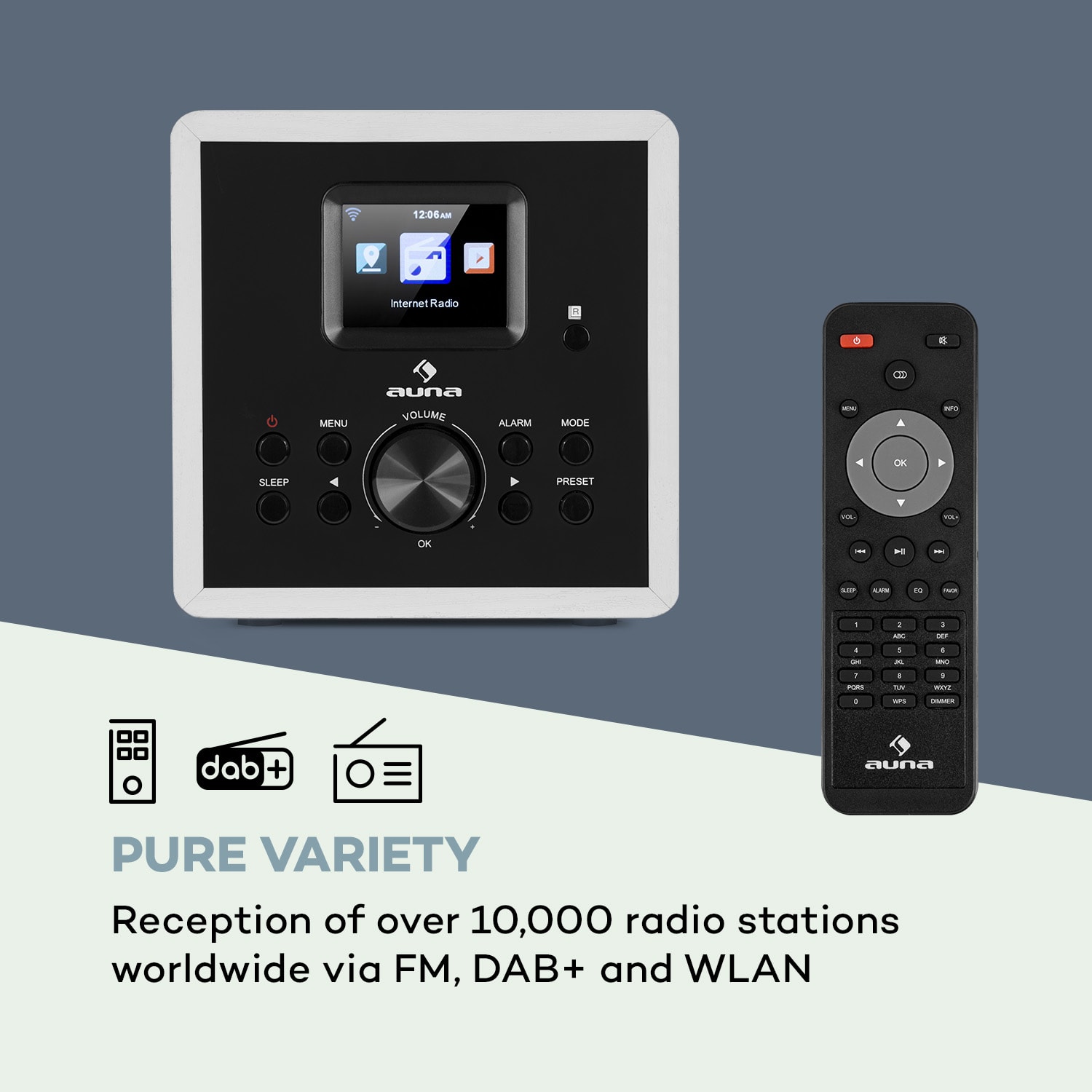 Auna Radio Gaga 2.0, internetové rádio, DAB+, WLAN, FM, bluetooth, AUX, biele – Obrázok 2