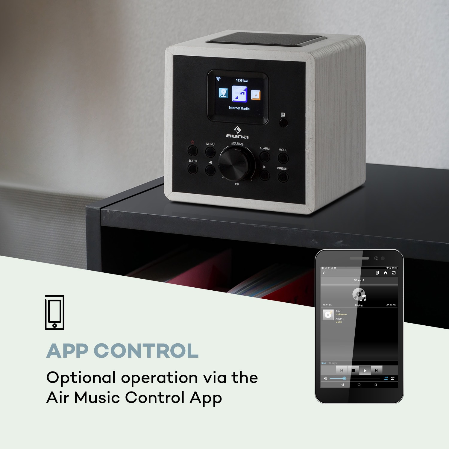 Auna Radio Gaga 2.0, internetové rádio, DAB+, WLAN, FM, bluetooth, AUX, biele – Obrázok 3