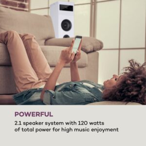 Auna Karaboom 100, vežový reproduktor, 120 W max., bluetooth, 2 v 1 USB, biely